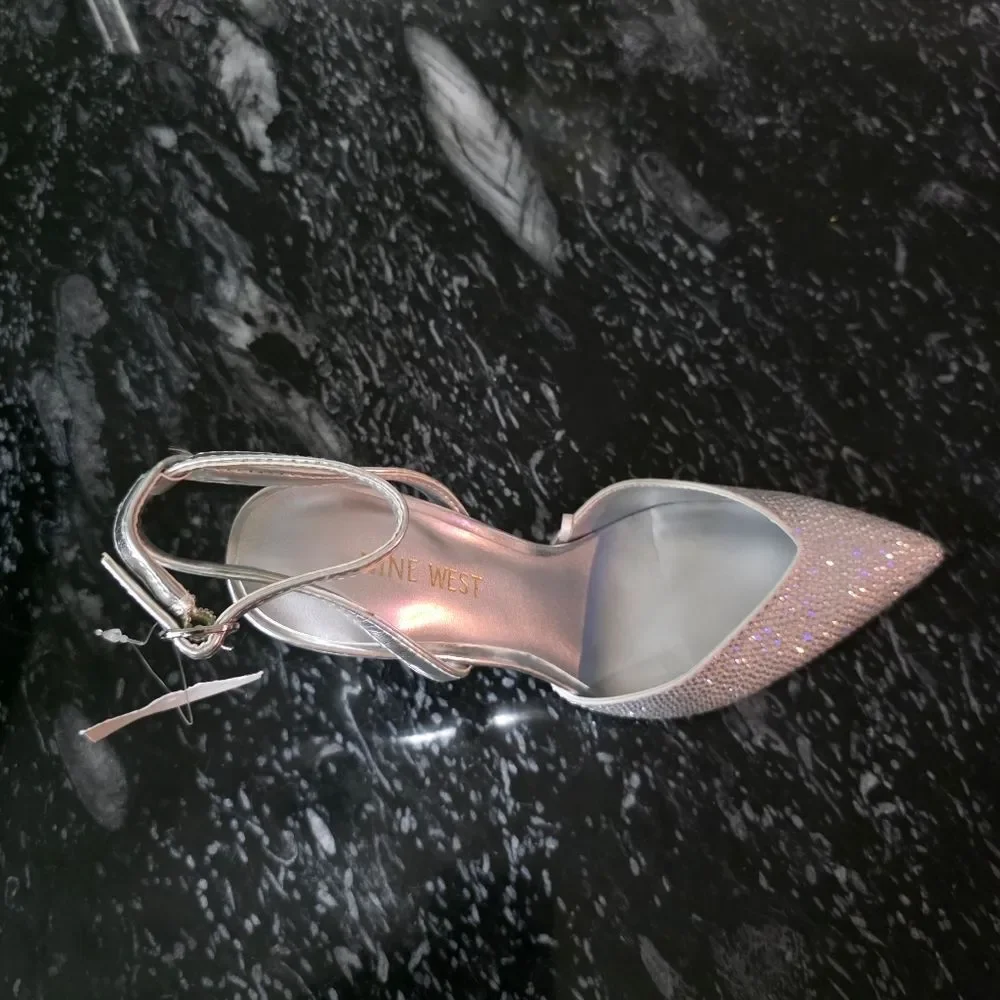 BRAND NEW NINE WEST POINTED TOE RHINESTONE HEELS SANDAL